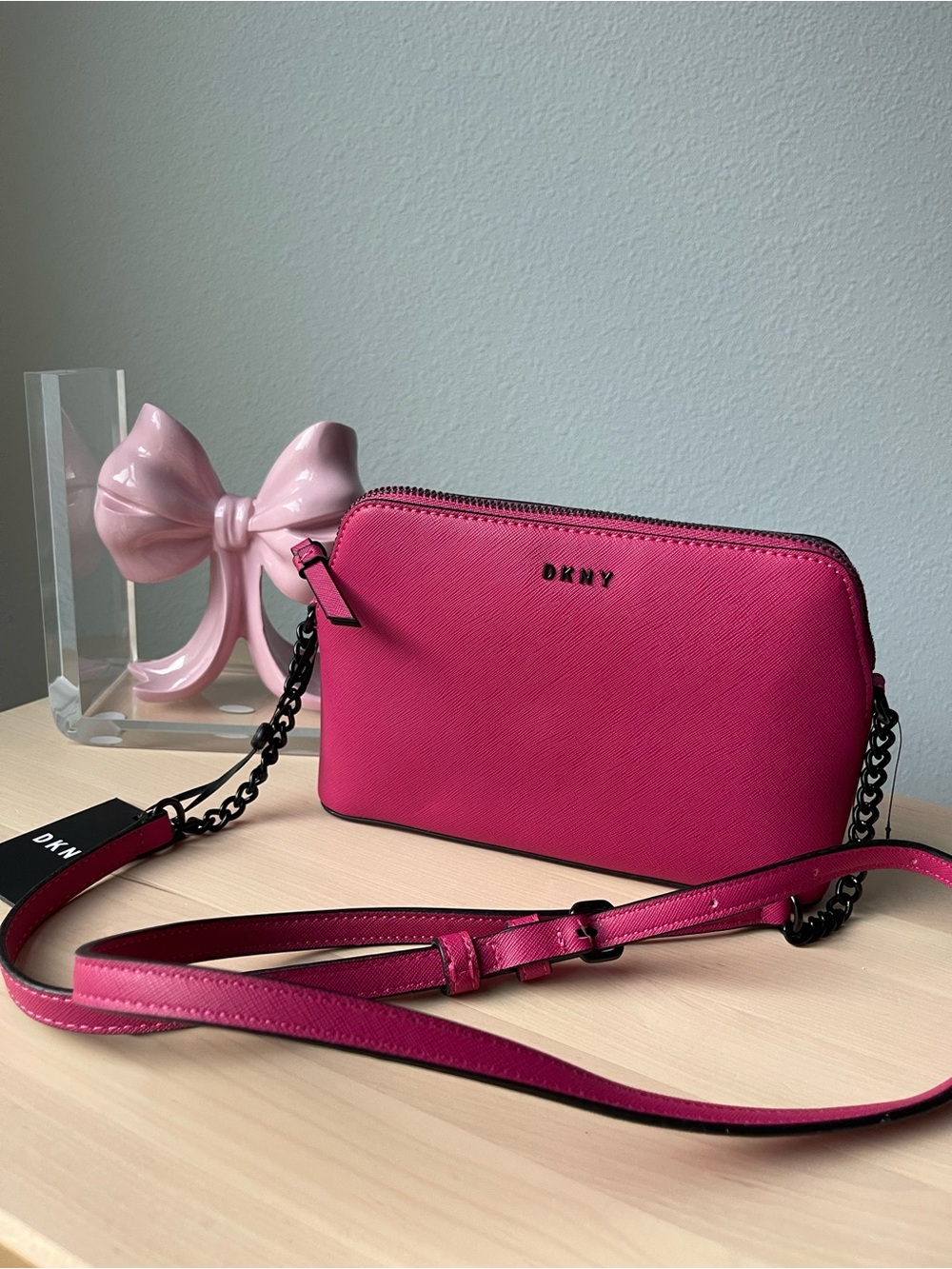 DKNY Bryant Top Zip Crossbody Bag Pink NWT